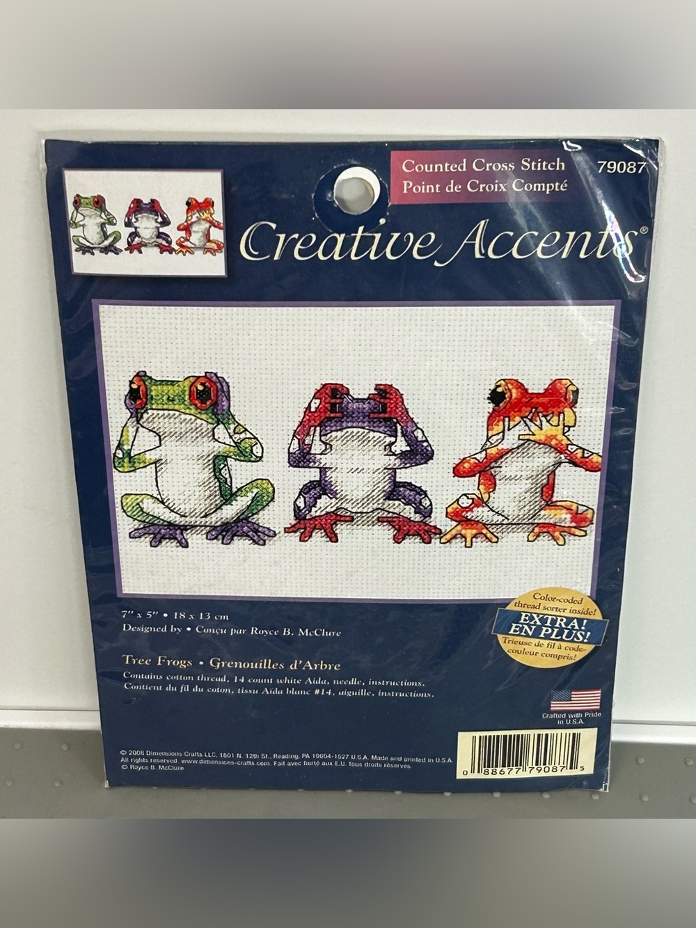 Vintage Creative Accents Tree Frogs Counted Cross Stitch Kit- New in Package